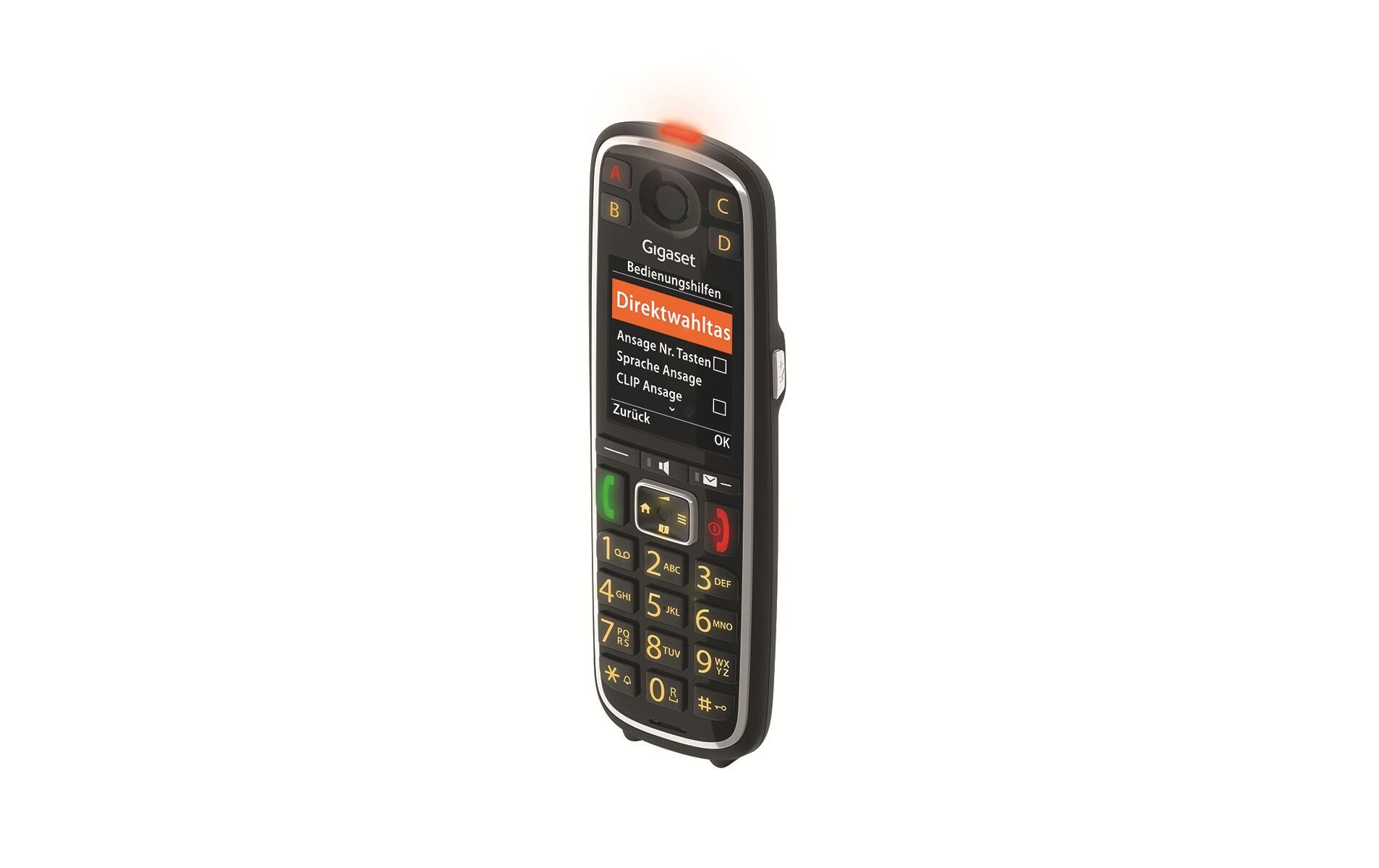 Mobilteil E720 HXDas elegante Familienmobilteil mit praktischen Bedienungshilfen – zum Anmelden an vorhandene DECT-Telefonbasen und -Router