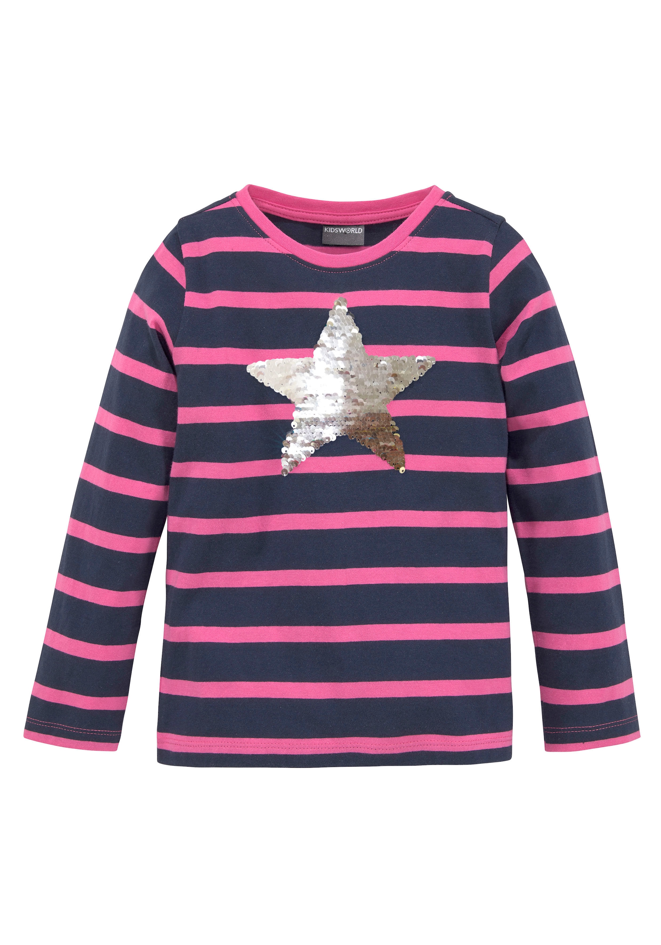 KIDSWORLD Langarmshirt »für kleine Mädchen«, langärmlig,  Basic-Passform,  mit mehrfarbigen Streifen