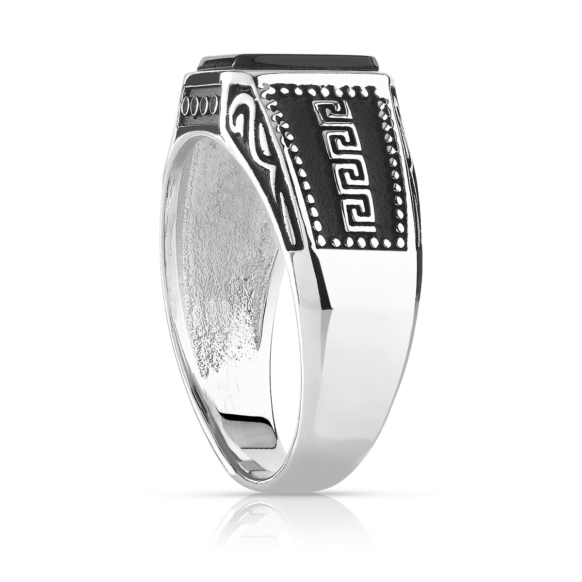 Bague argent 925 onyx imitation rectangulaire