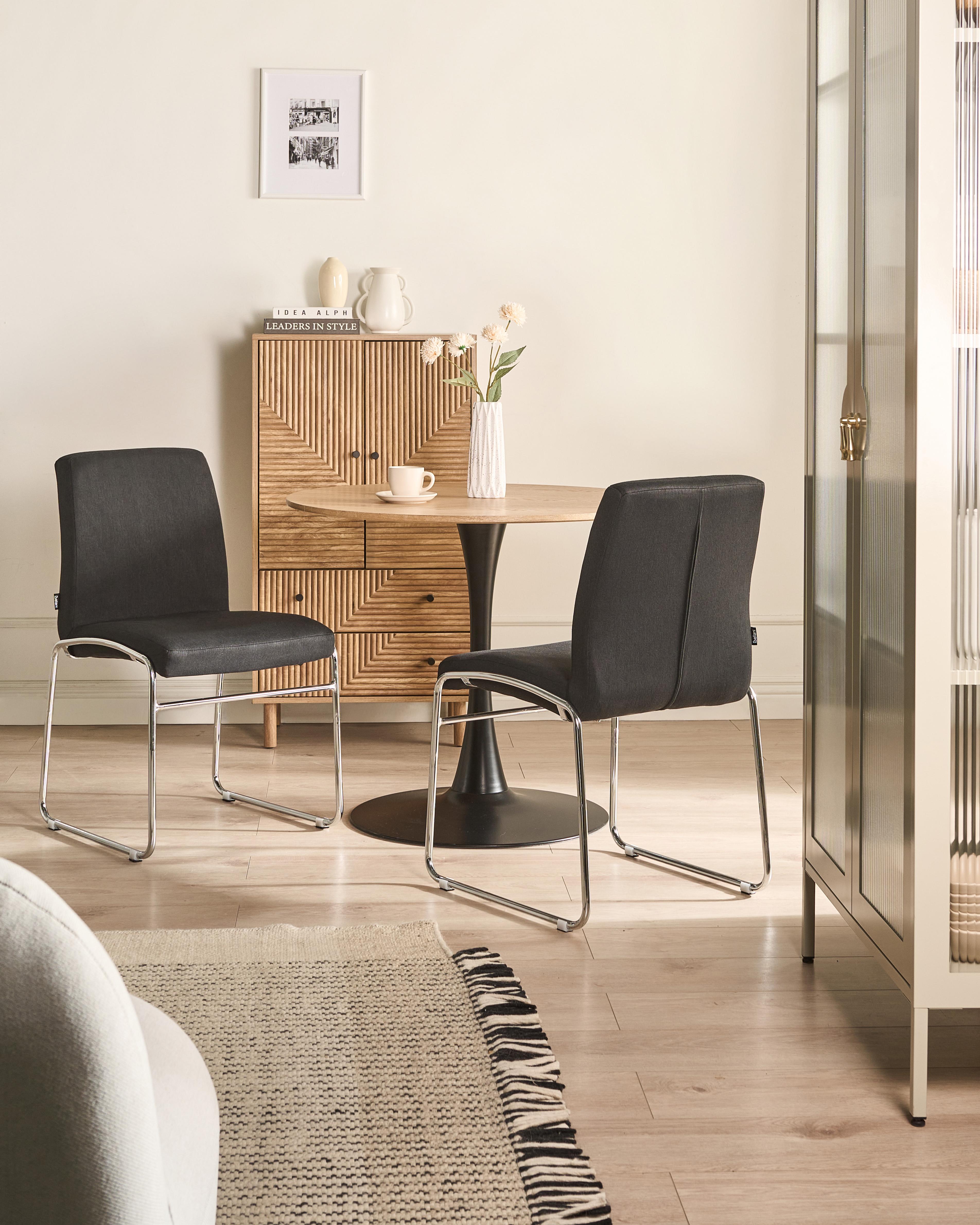 Set van 2 eetkamerstoelen LECCO Stof Zwart