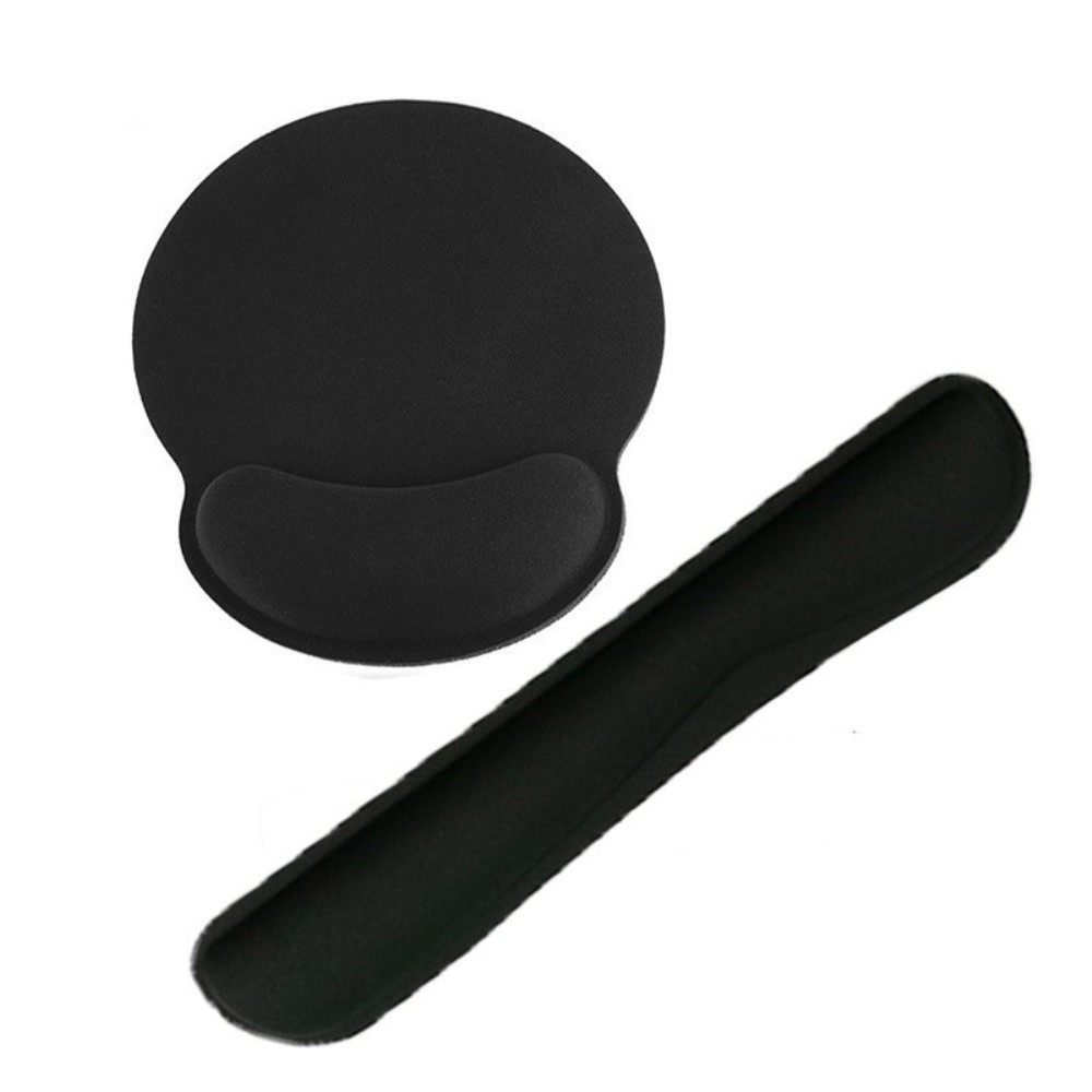 (2-tlg. Set) Ergonomische Mausmatte und Tastatur Handballenauflage für Arbeiten am Computer - Schwarz