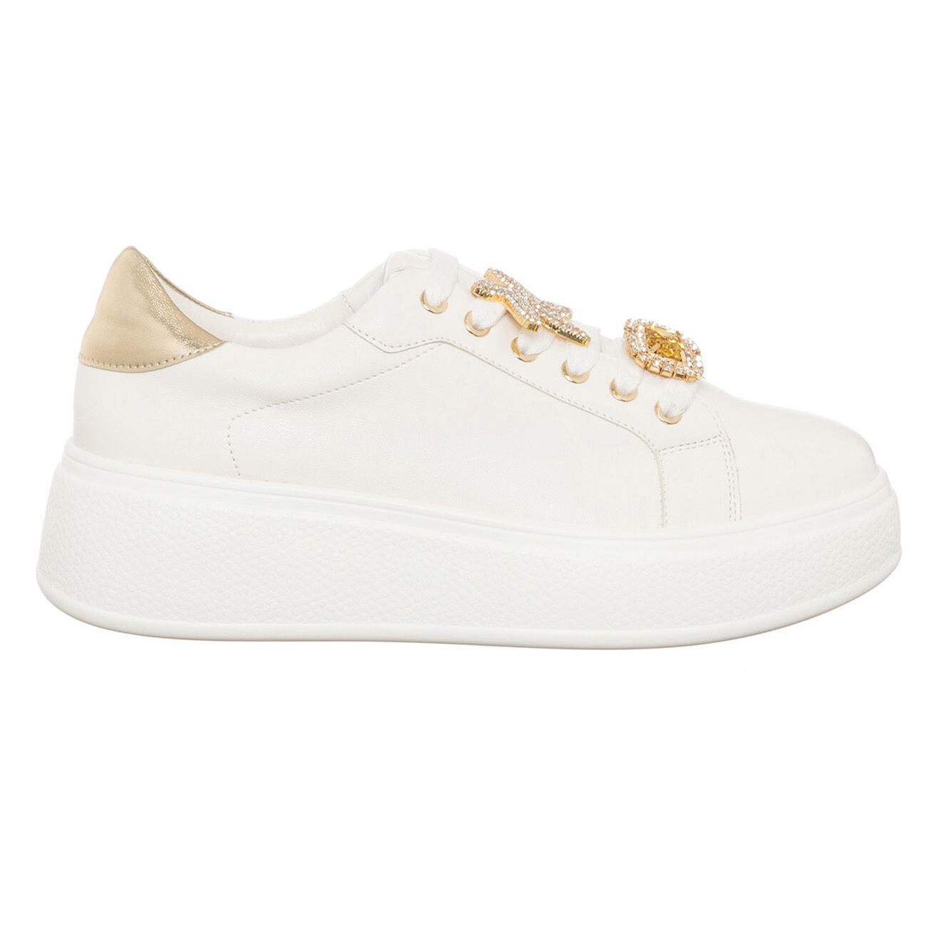 Loretta by Loretta Sneakers Liz blanc/doré - Plateforme 5 cm