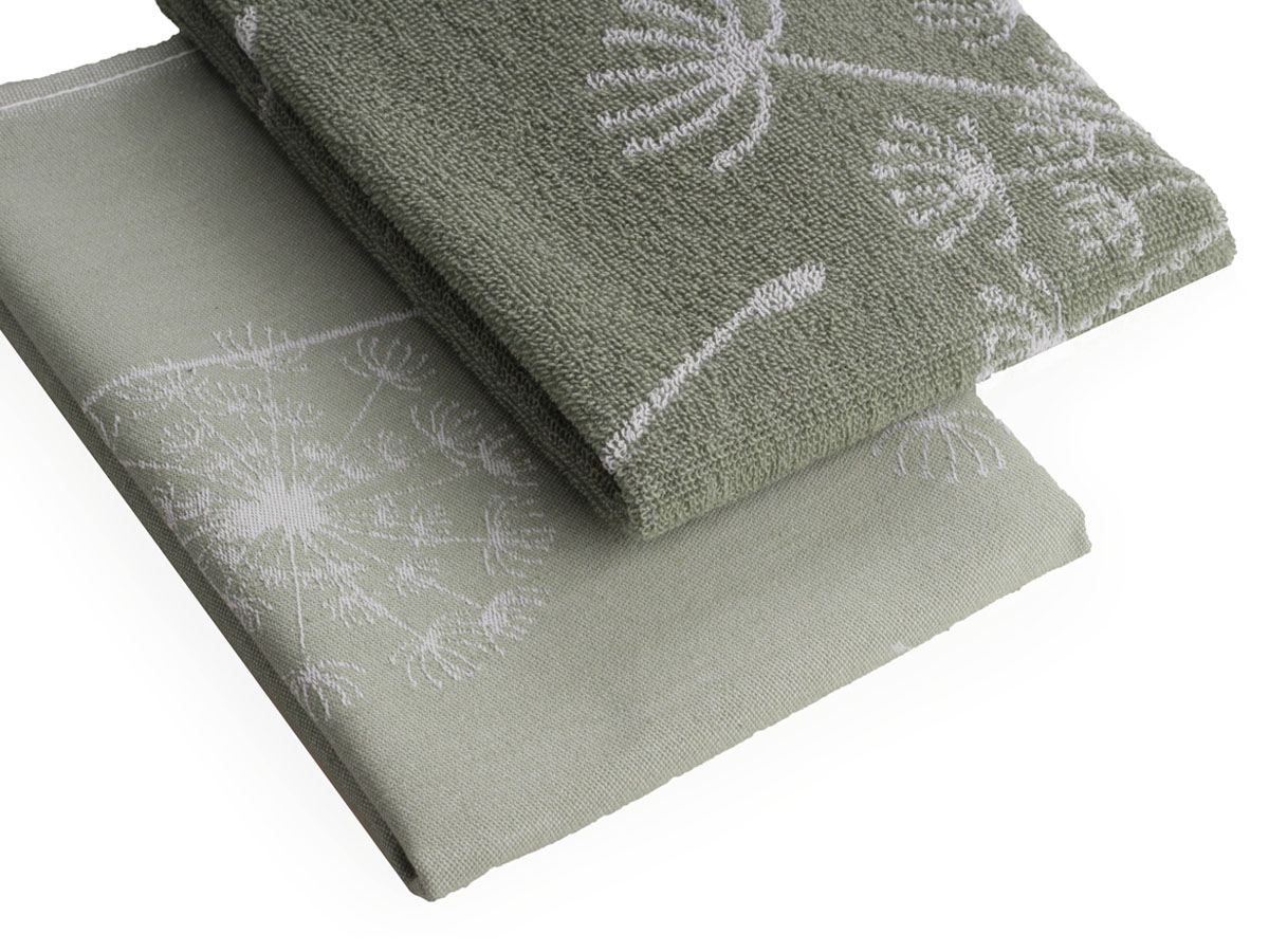 DoubleDry Dandelion 50 x 70 cm set van 6 theedoeken - groen