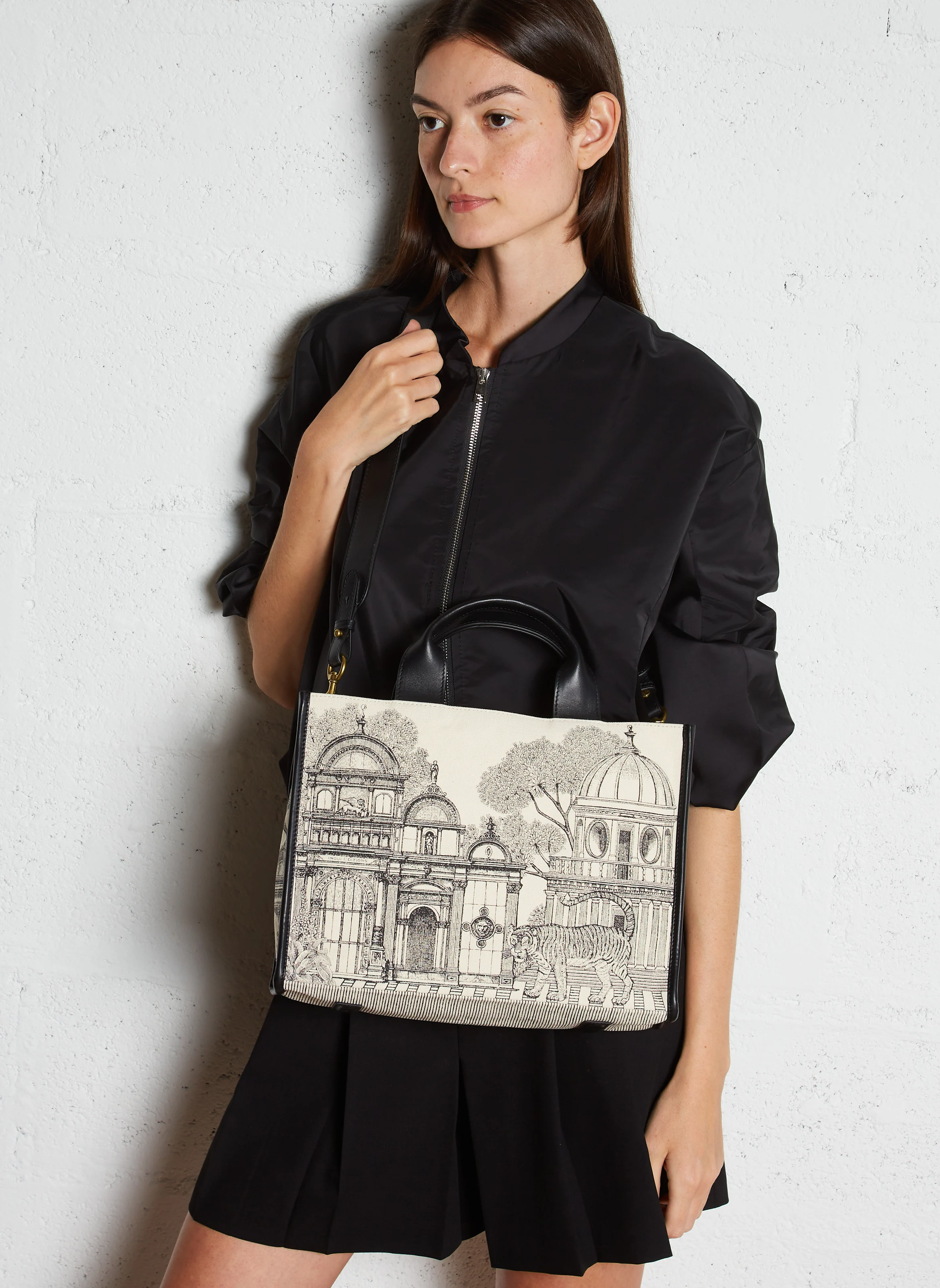 MIRAGE - Sac à main jacquard en coton | Noir