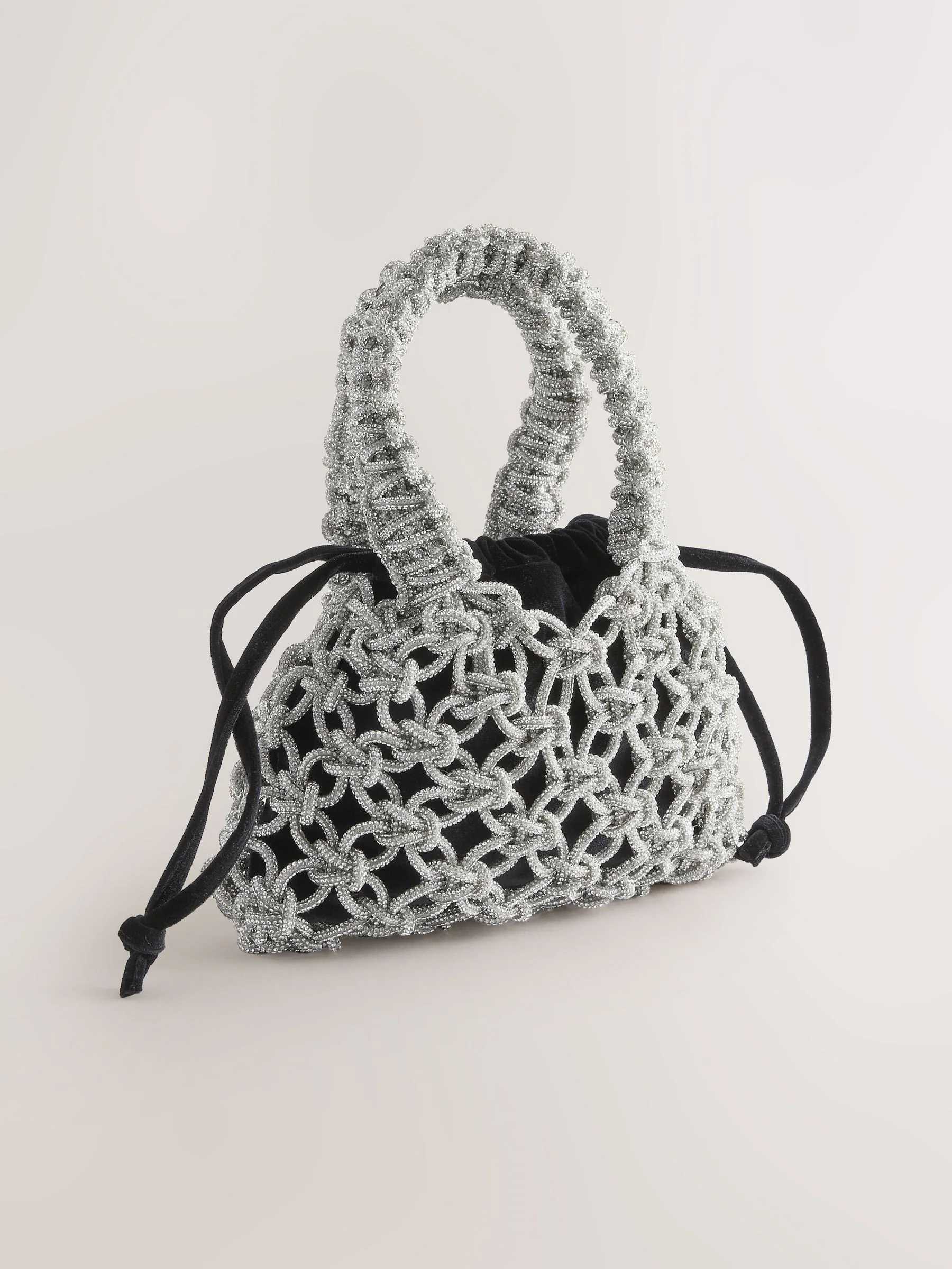 Zwart - Fluwelen Sparkle Weave handtas