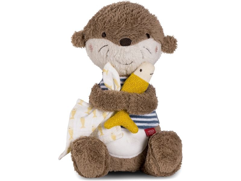 fehn Nachtlicht Otter Schlummerlicht, Einschlafhilfe und Kuscheltier mit Glow-in-the-dark Bestickung