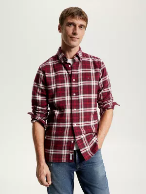 Camisa Tommy Tartan Escovada de Corte Regular