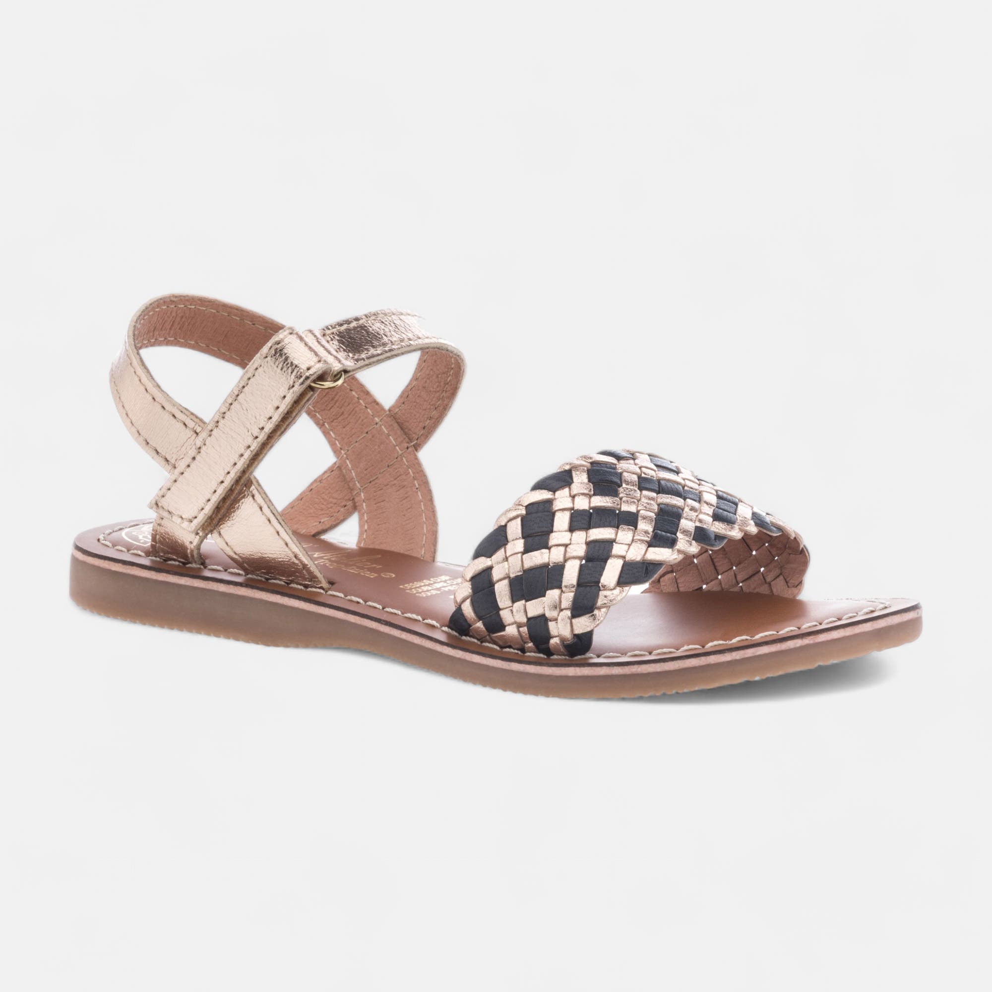 Nu-pieds Fille en cuir or