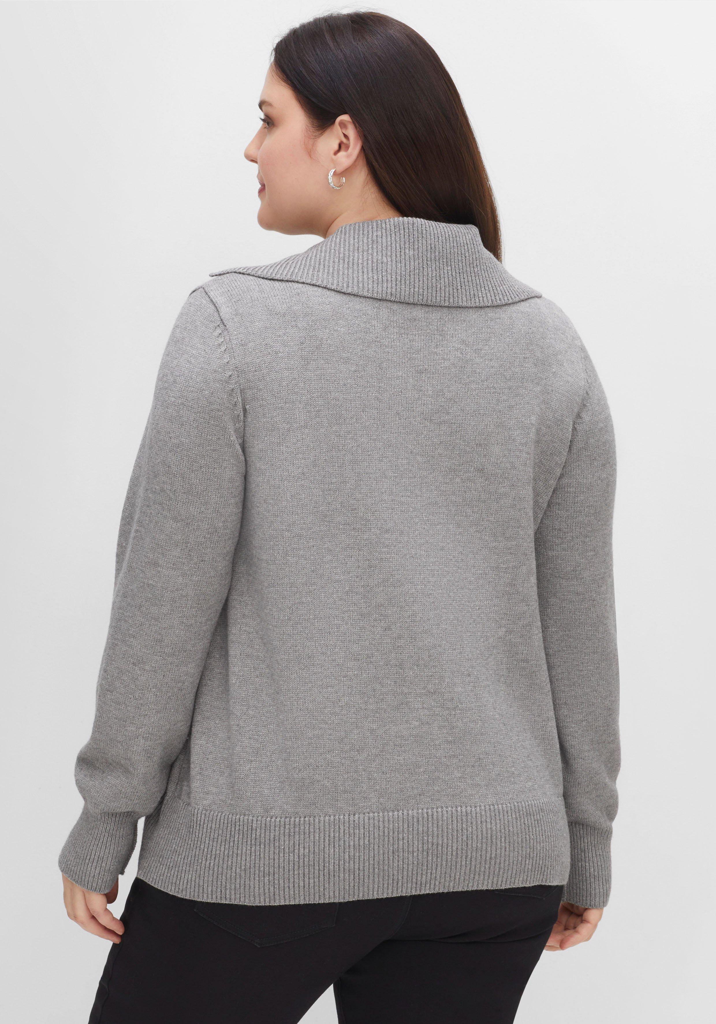 Pullover in A-Linie, mit großem Rippstrick-Kragen