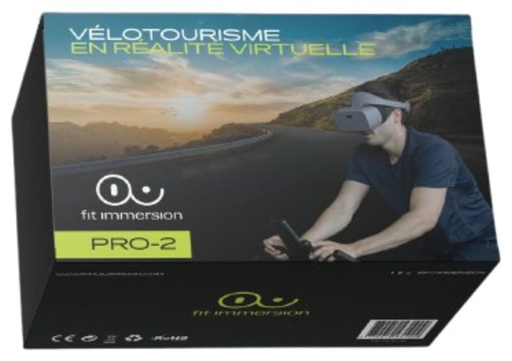 Fit Immersion Casque de réalité virtuelle (Lunettes 3D) PRO-2X : Kit d'entrainement vélo intérieur (Cyclisme) VR Autonome (sans téléphone) Gris