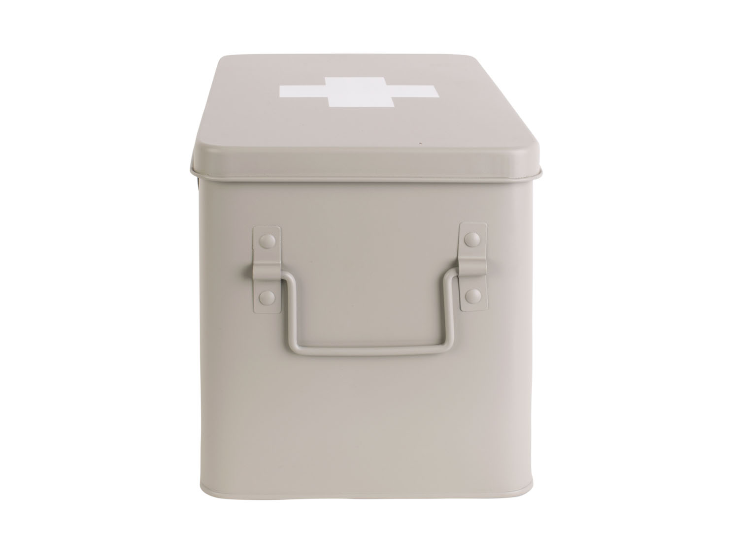Medicine storage box large metal matt warm grey