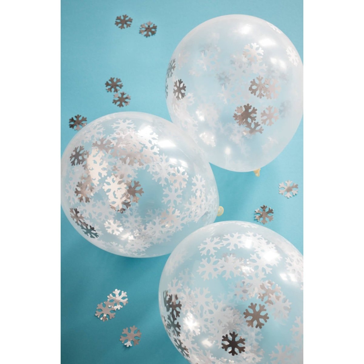 Kerst Confetti Ballon Sneeuwvlokken 30cm 4st