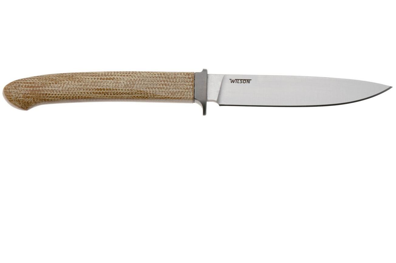 LionSteel Ago AG1-CVN Natural Canvas Micarta, Titanium Guard, vaststaand mes