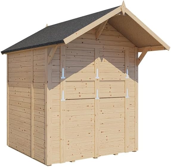 Marktstand | Verkaufsstand Holz | 177x171x243 cm | 3,1m² | Natur | mit Boden | Satteldach | Wandstärke 14mm | Dach 12mm | Fichte | Markt | Weihnachtsmarkt | Wochenmarkt | Flohmarkt | Festival