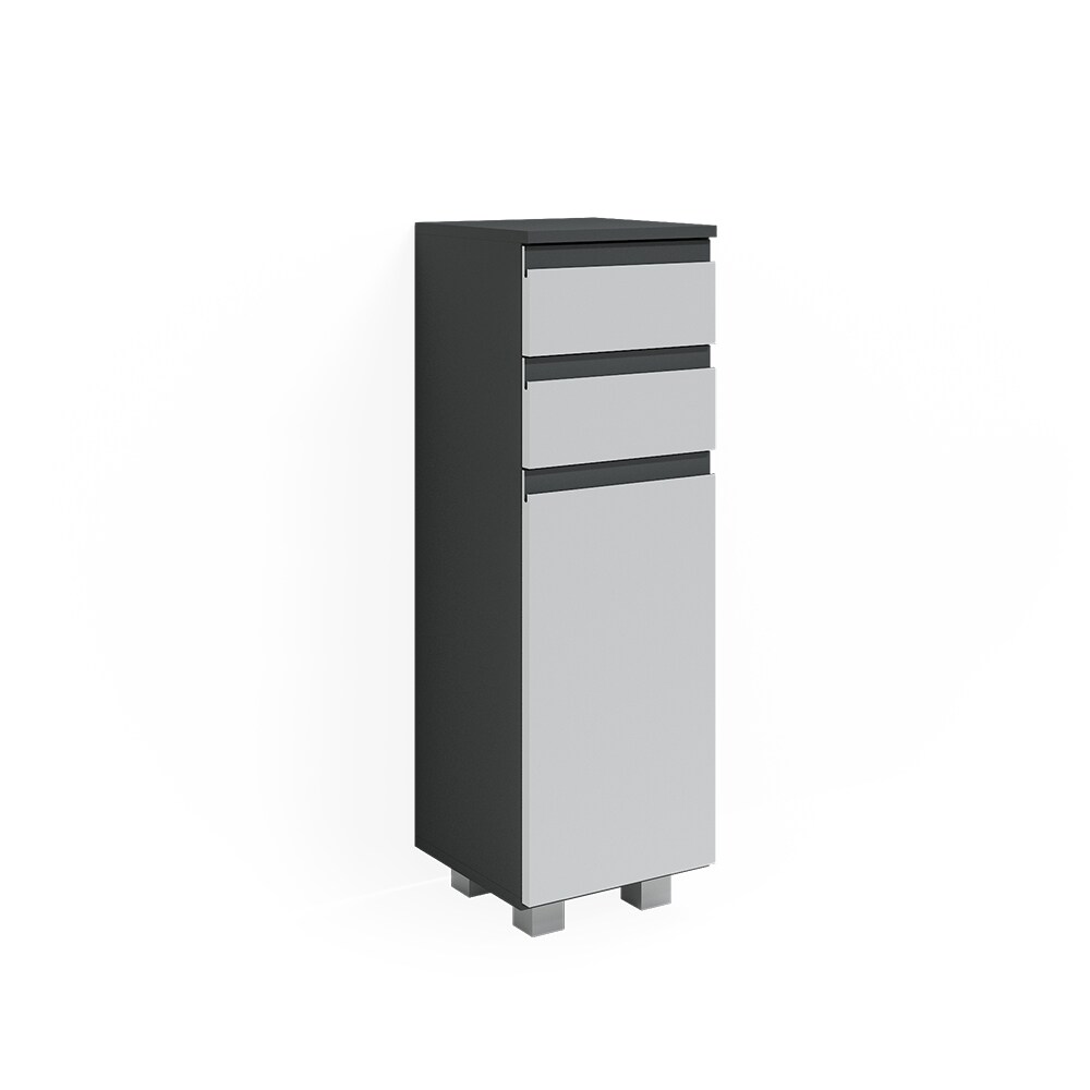 Vicco Midischrank Badschrank Badezimmermöbel J-shape Anthrazit Weiß modern 30x95cm Badezimmer Schrank Badmöbel Schranktür Schrankschublade Schrankfach Ablage Aufbewahrung