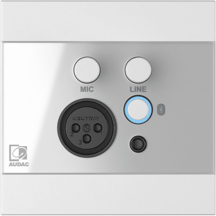 Audac WP225/W wandpaneel Mic/Line & Bluetooth voor Audac-hardware