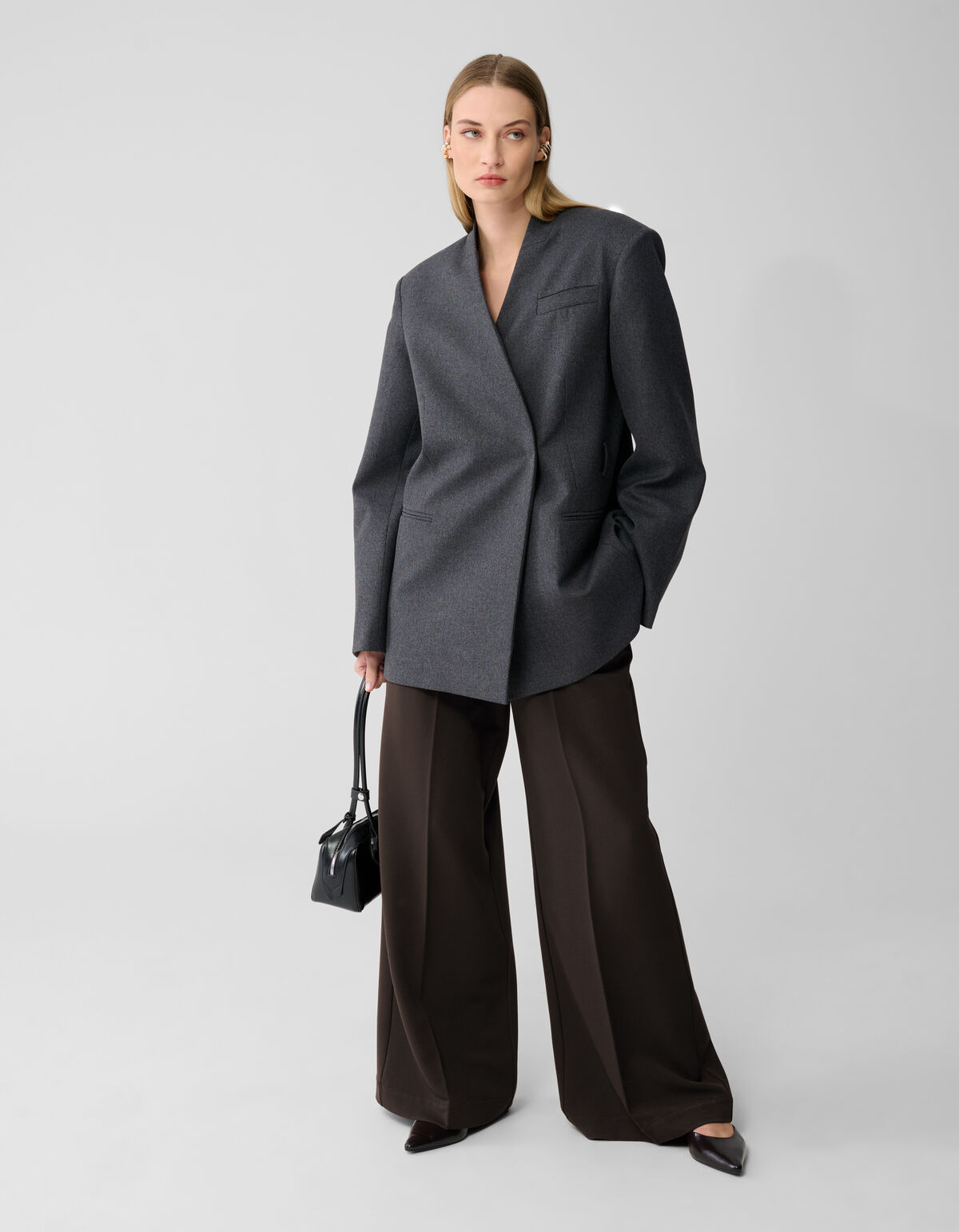 Oversized Wrap Blazer Donkergrijs By Lonneke