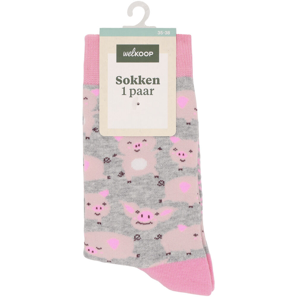 Welkoop Fun Varken - Sokken - Roze - 35-38