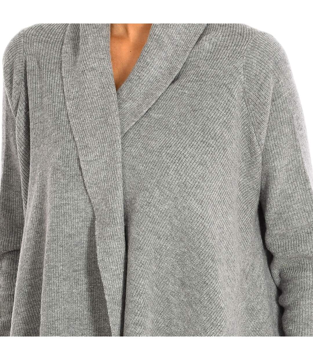 Knitted cardigan with front safety pin closure 8474 woman