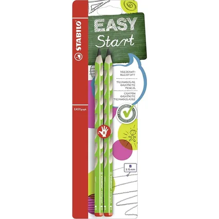 Ergonomischer Dreikant-Bleistift für Rechtshänder - STABILO EASYgraph in grün - 2er Pack - Härtegrad B
