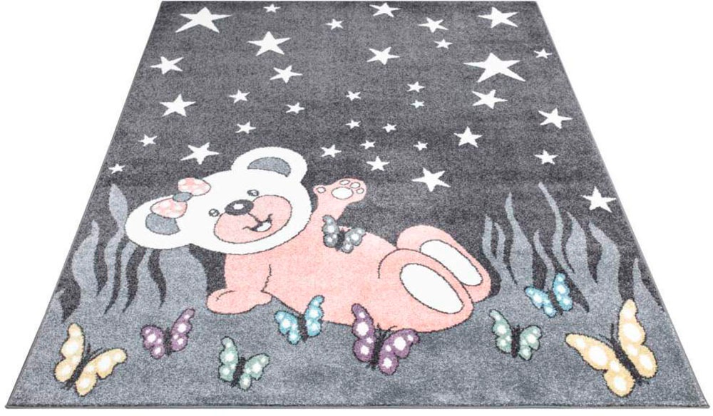 Carpet City Kinderteppich »ANIME916« rechteckig 11 mm Höhe Kinderzimmer Teppich Modern mit Mond, Blumen, Wolken, Creme, Multi