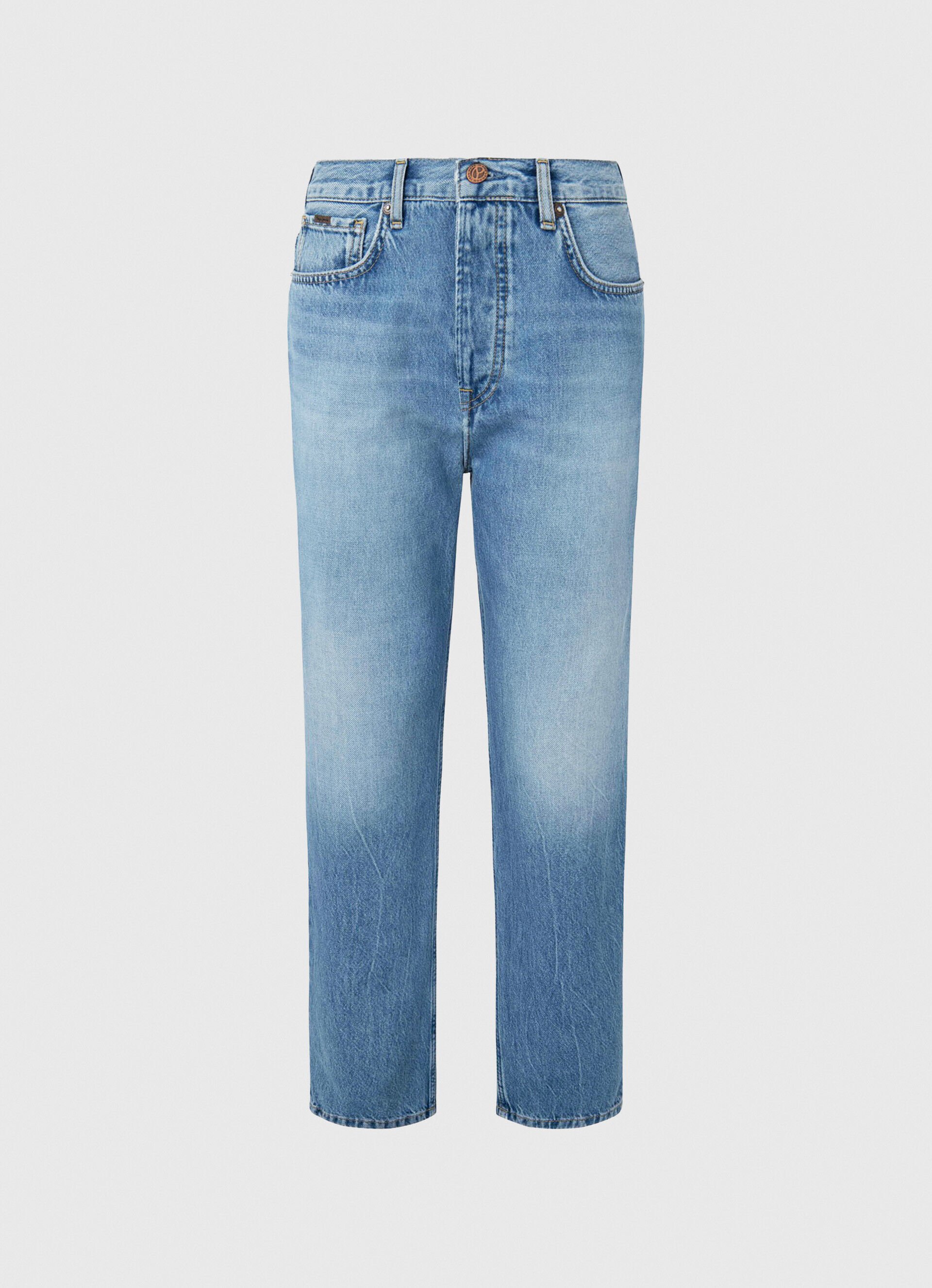 Calça jeans JEAN CELYN, corte reto, cintura alta - jeans