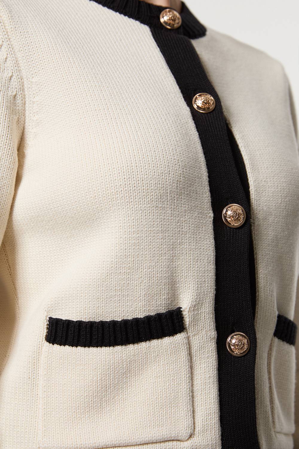 KarenMillen Cotton Cropped Knit Boxy Cardigan