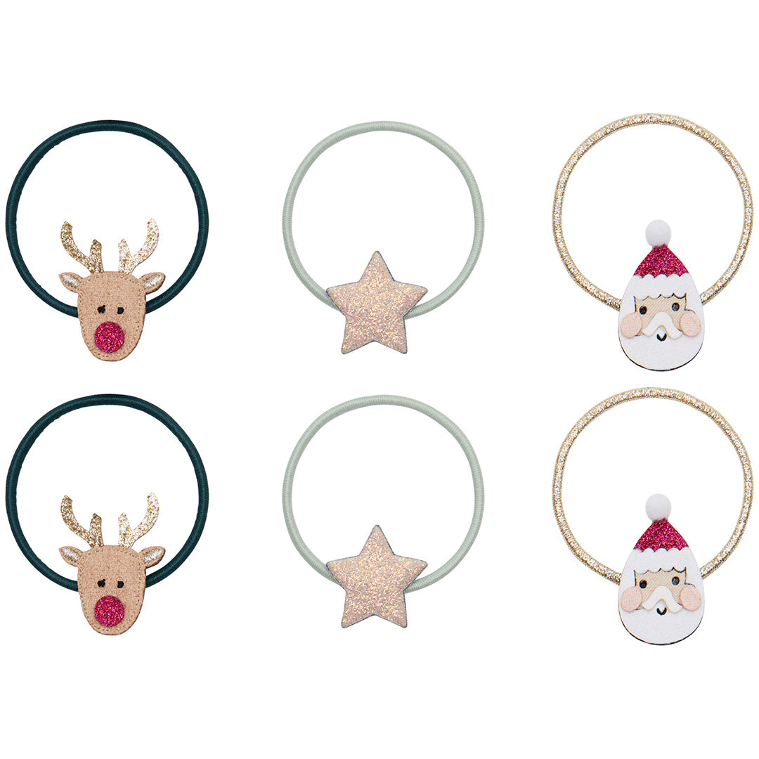 mimi & lula haarelastiekjes santa & rudolph - multi - 6st