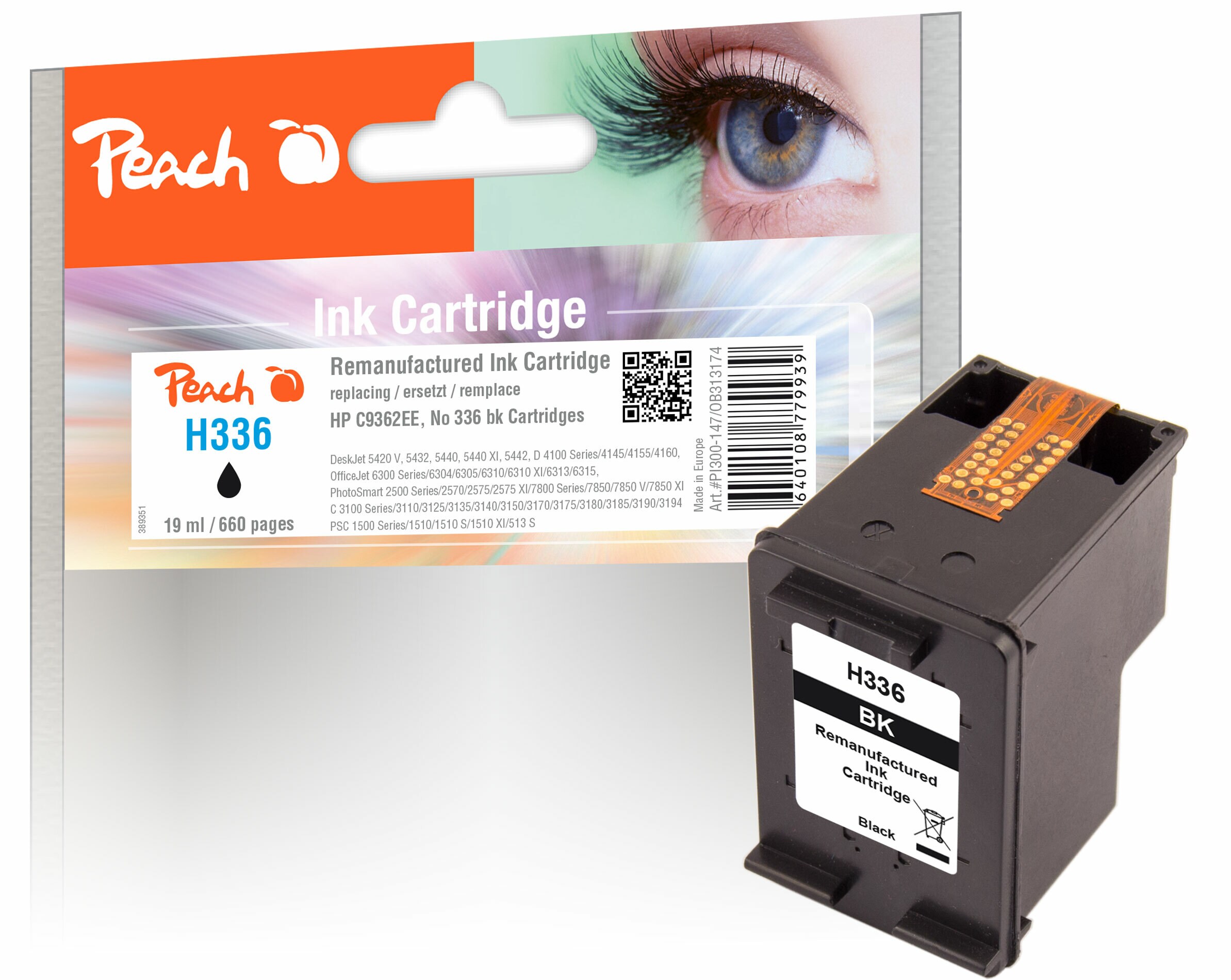 Peach HP 336Druckkopf bk ersetzt HP No. 336, C9362E für z.B. HP DeskJet 5400, HP DeskJet 5420 V, HP DeskJet 5432, HP DeskJet 5440, HP DeskJet 5440 XI (wiederaufbereitet)