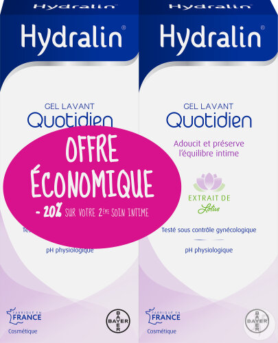 Hydralin Quotidien Gel Lavant Savon Hygiène Intime Duopack Flacon 2x200ml