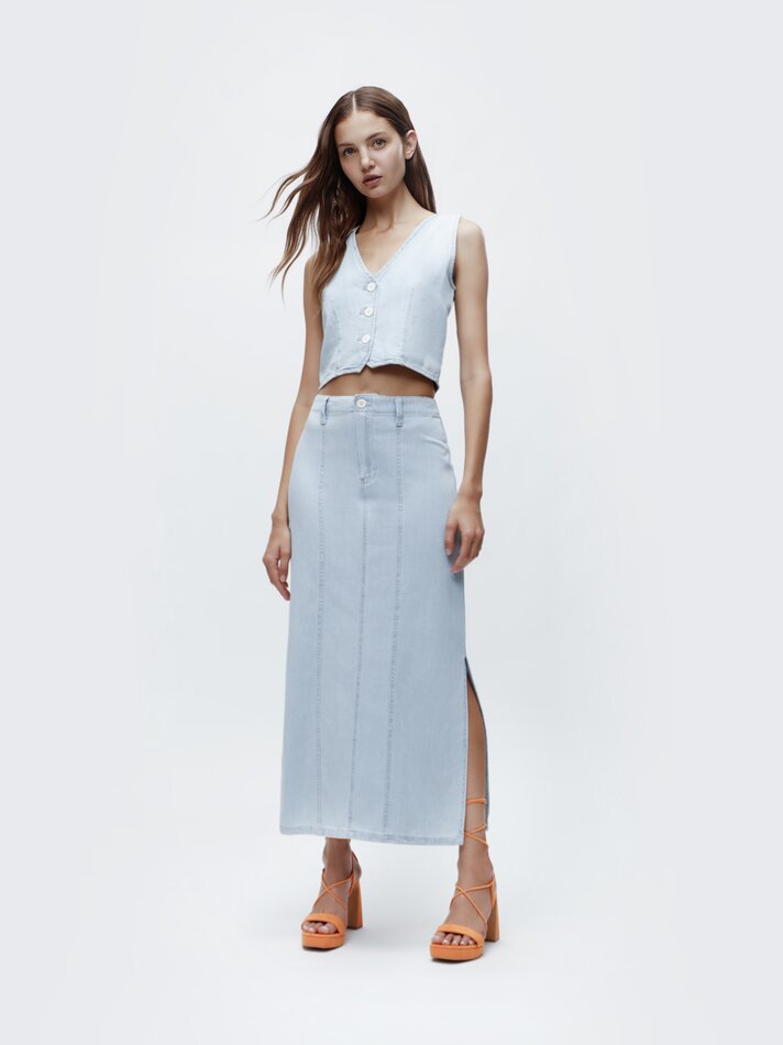 Colete jeans - Azul claro