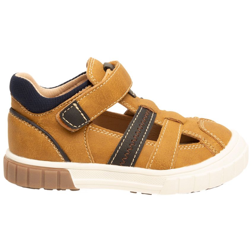 Nu-pieds effet cuir à scratch pour garçon - Marron