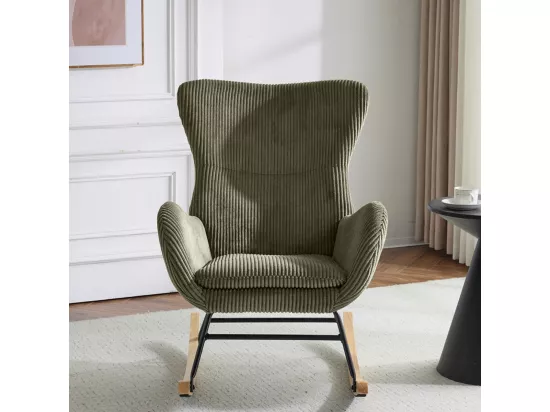 Rocking-chair en velours côtelé vert kaki - Béa