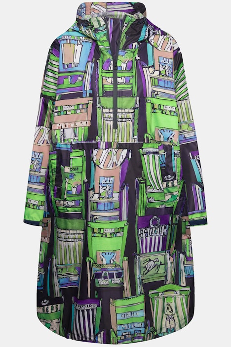 Funktions-Regencape, Unisex, Print, Kapuze