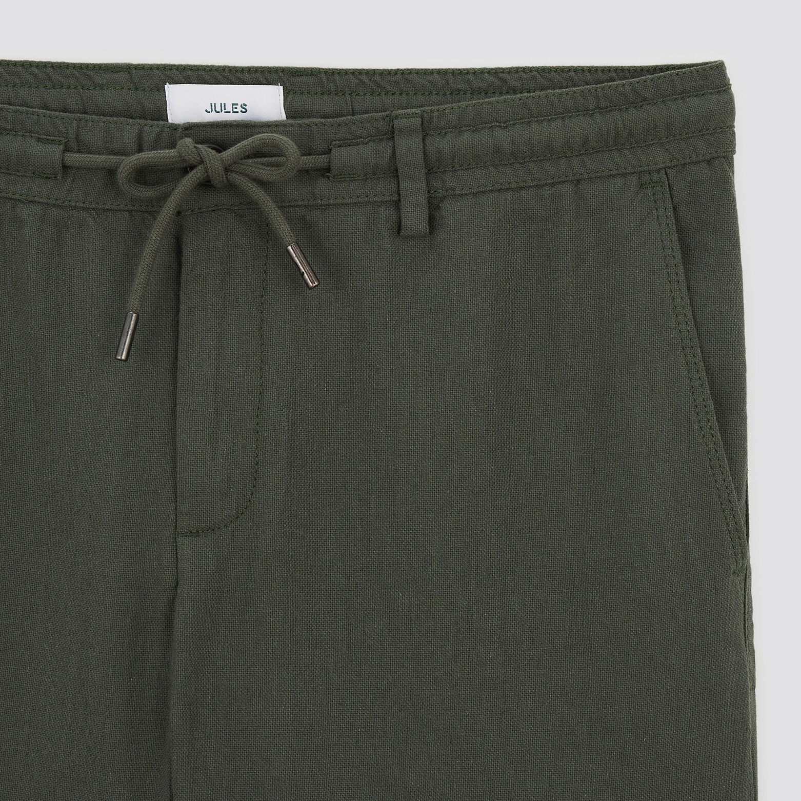 Bermuda uni en coton lin Vert kaki