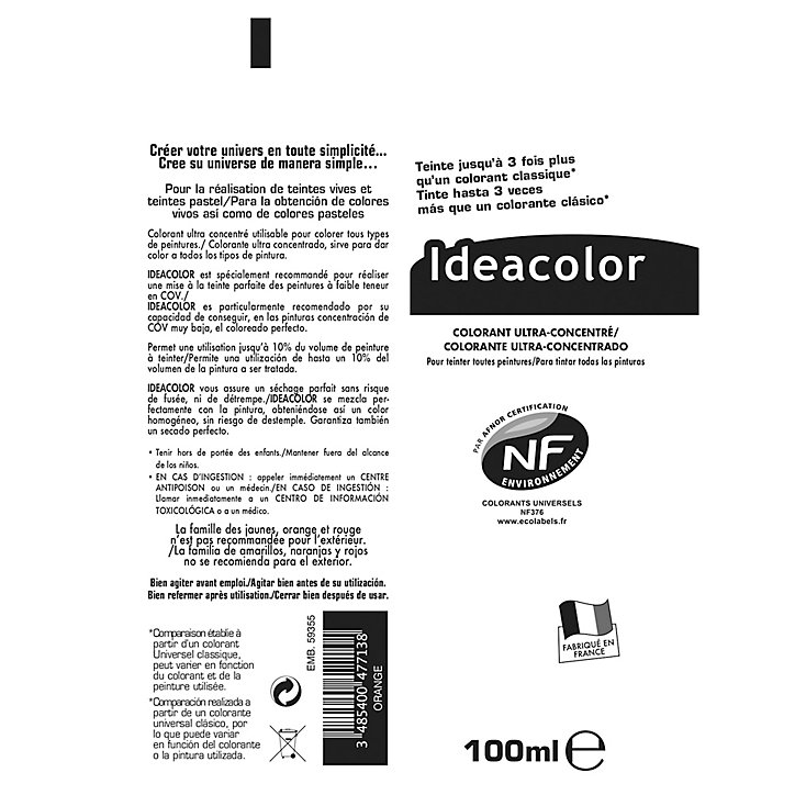 Colorant universel toutes peintures Ideacolor orange 100ml