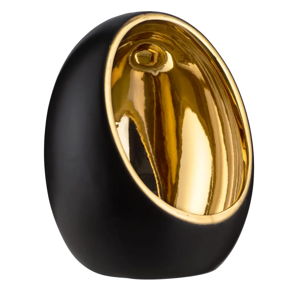 Waxinelichthouder Brygge - Matzwart/Goud - 15xØ11,5 cm