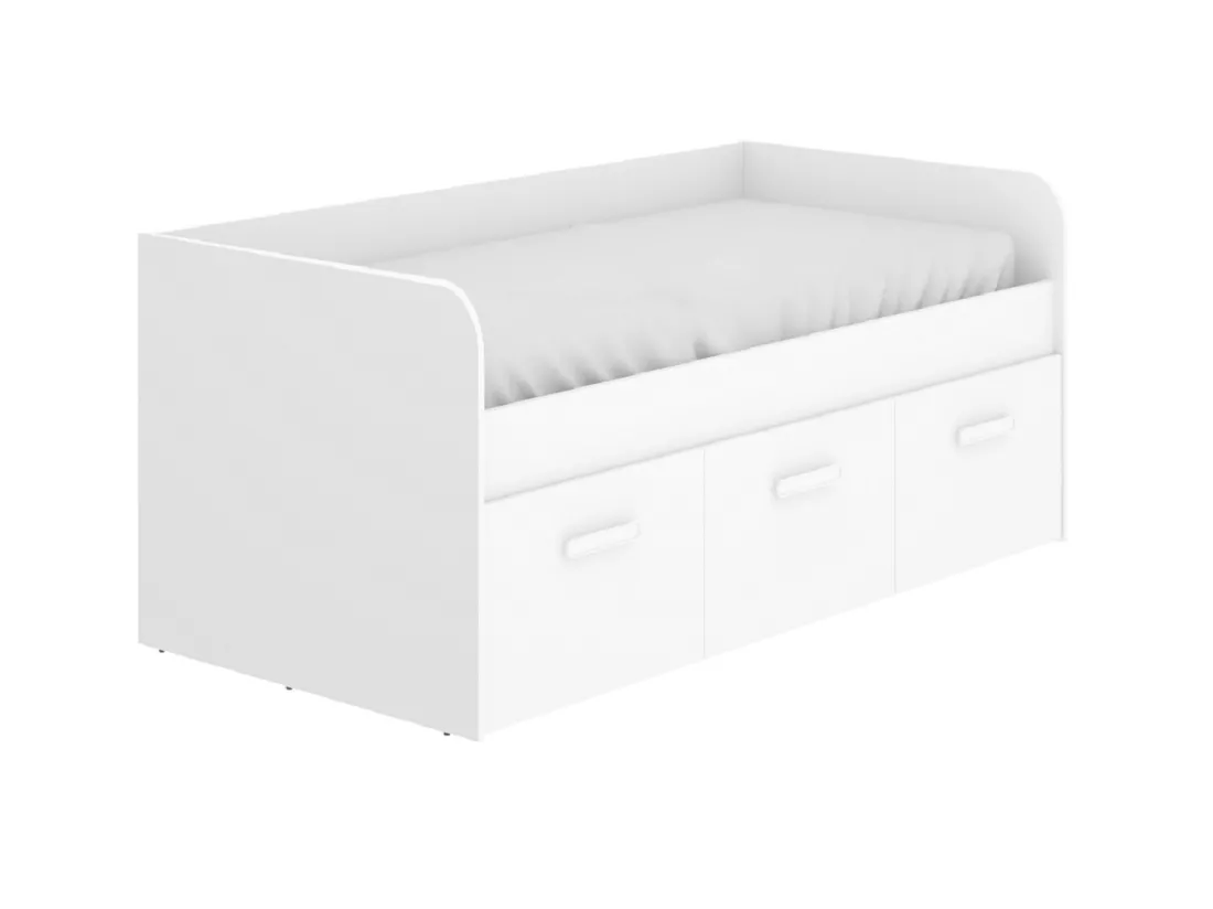 Lit enfant gigogne 90 x 190 cm en mélamine coloris blanc avec 3 tiroirs - Longueur 194.3 x Profondeur 97 x Hauteur 60 cm