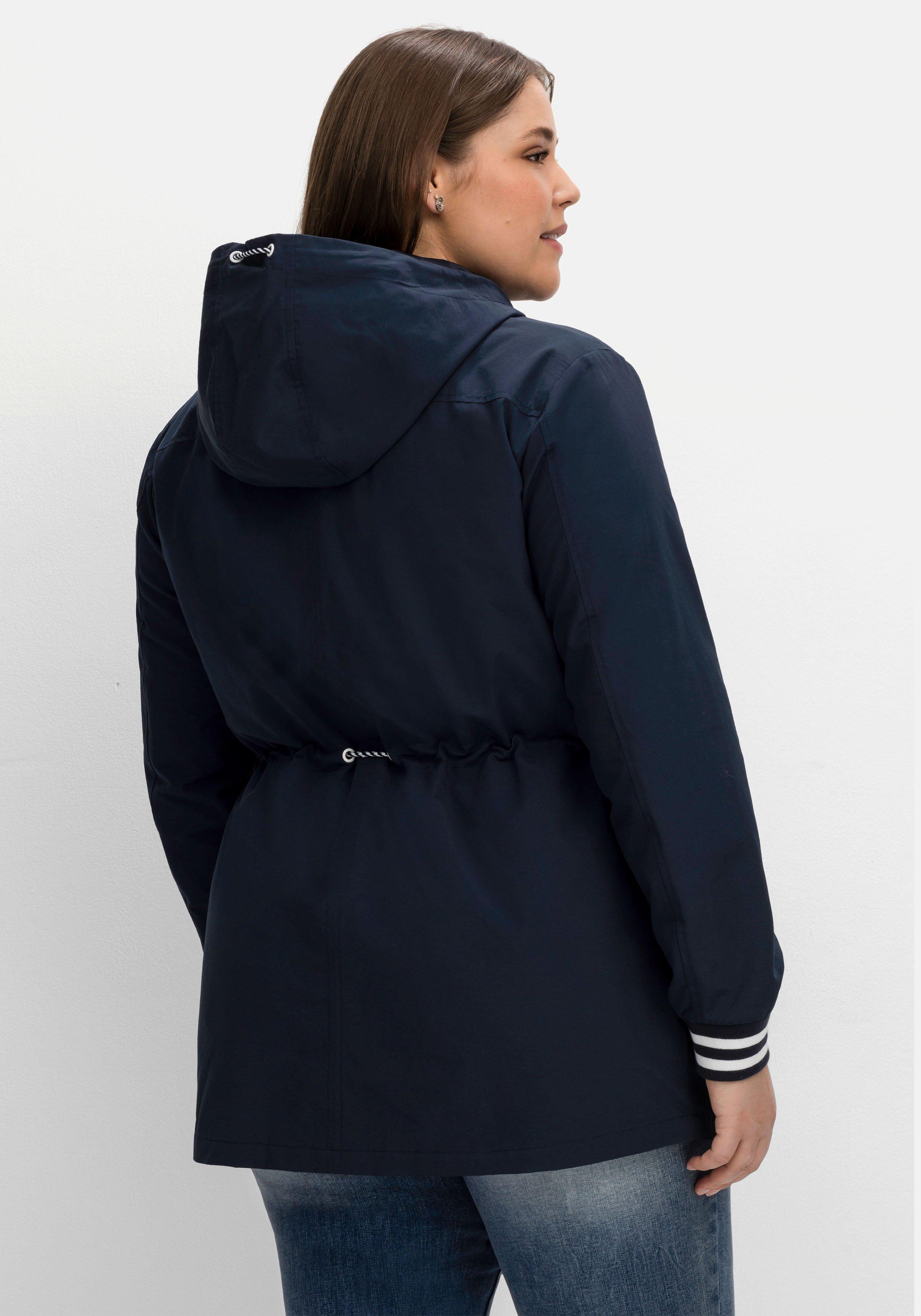 Kapuzenparka mit Kontrastdetails und Taillen-Tunnelzug