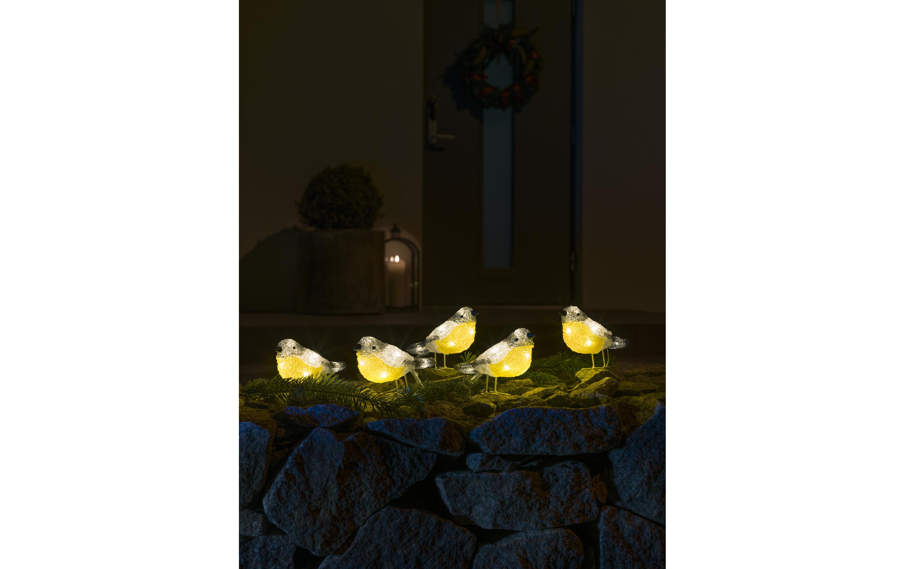 LED-Figur Acryl Vögel, 5er SetLeuchtende Vögel