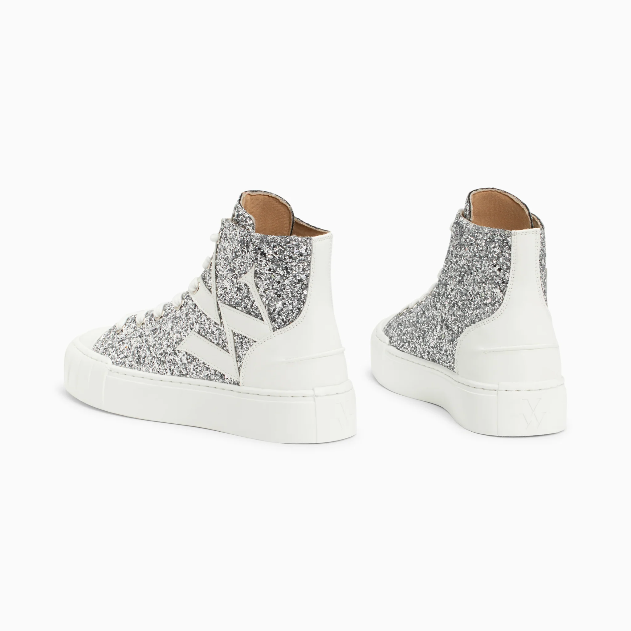 Sneakers-Baskets monogramme Alix montantes à paillettes argent