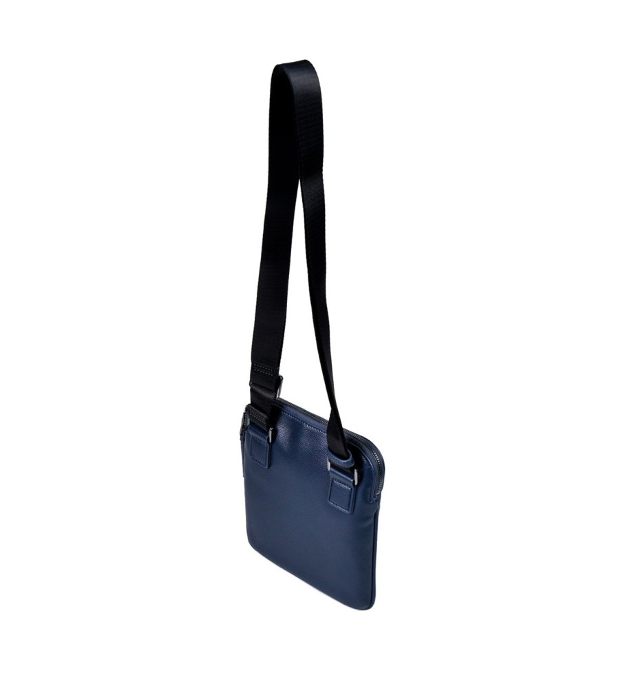 Bolsa de ombro plana semirrígida Armani Exchange com bolso externo, azul