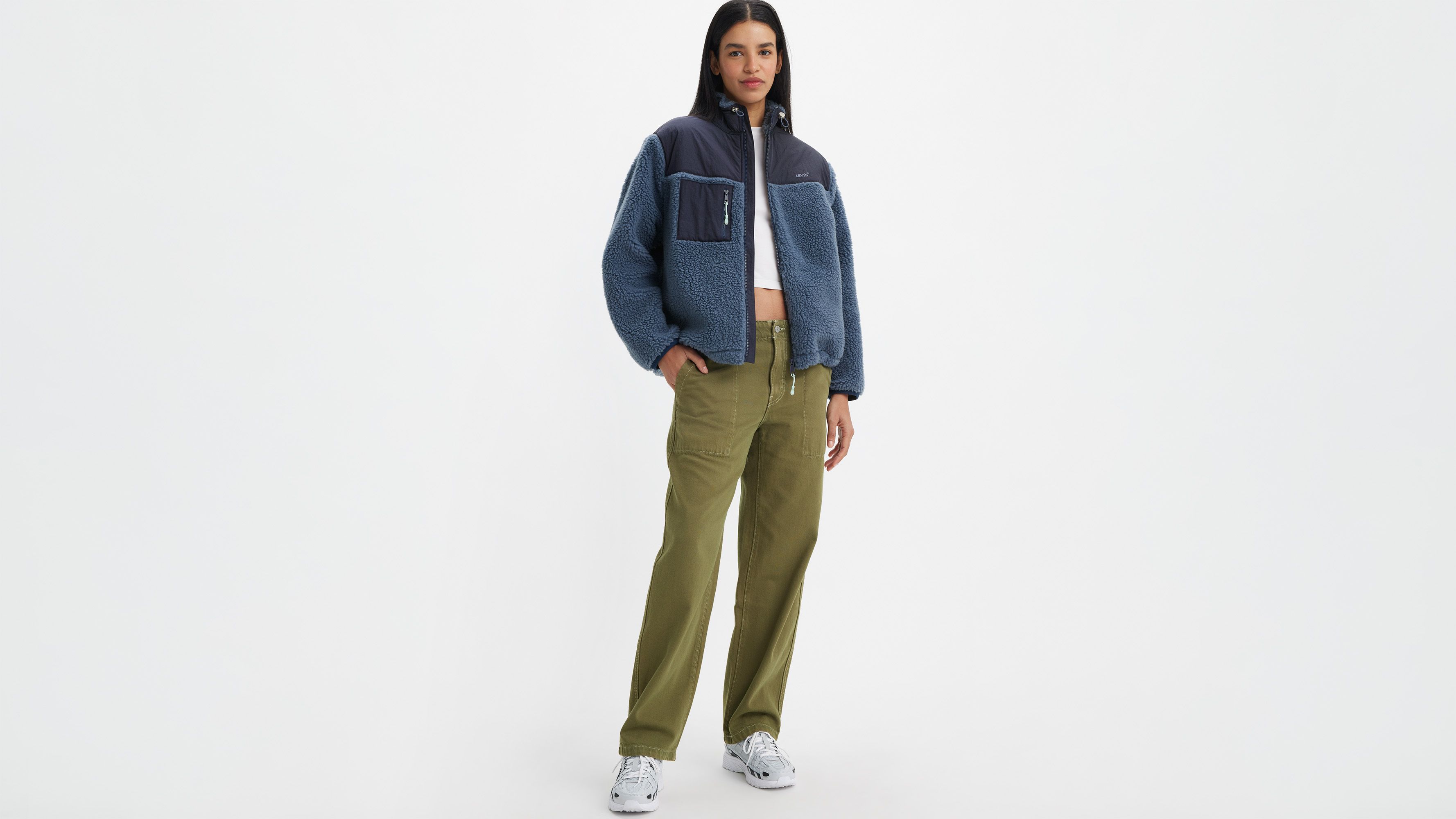 Pantalon Baggy Dad utilitaire - Lazy Olive Night Pfd - Vert