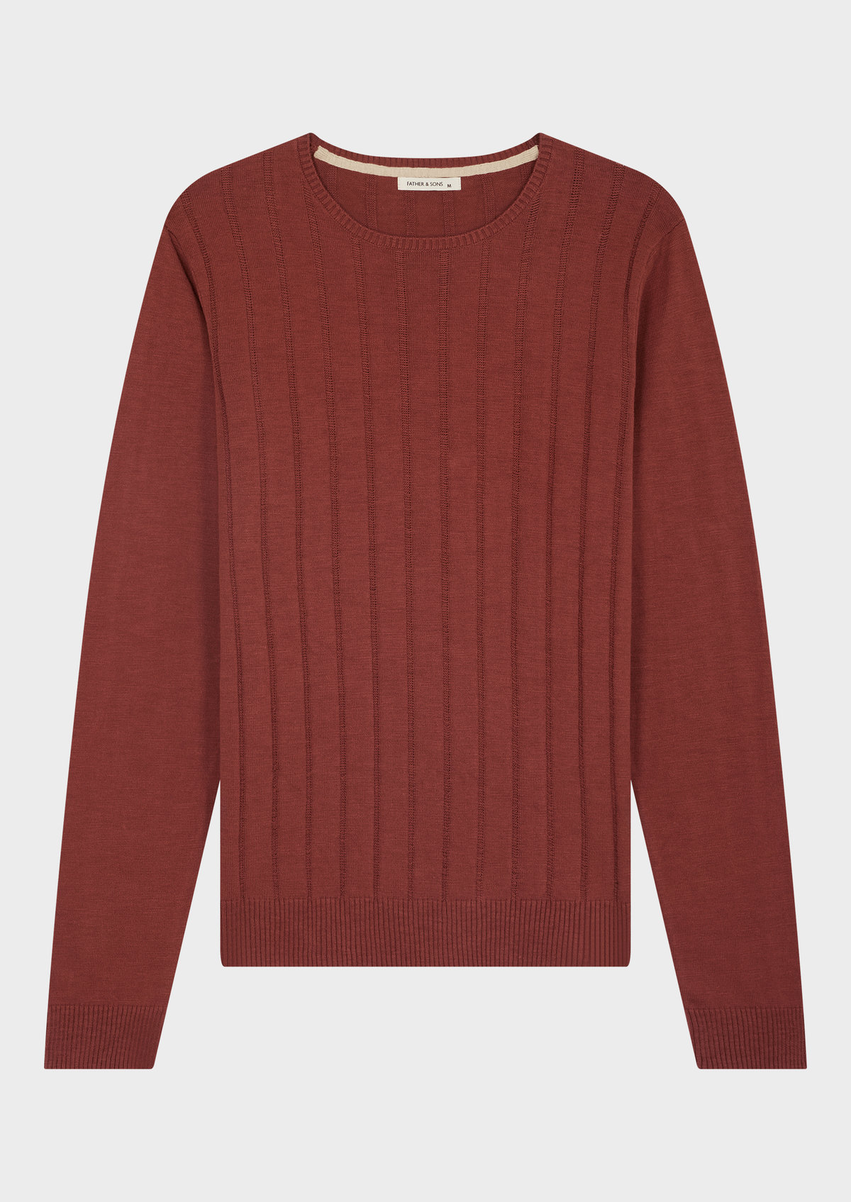 Pull col rond en coton uni terracotta