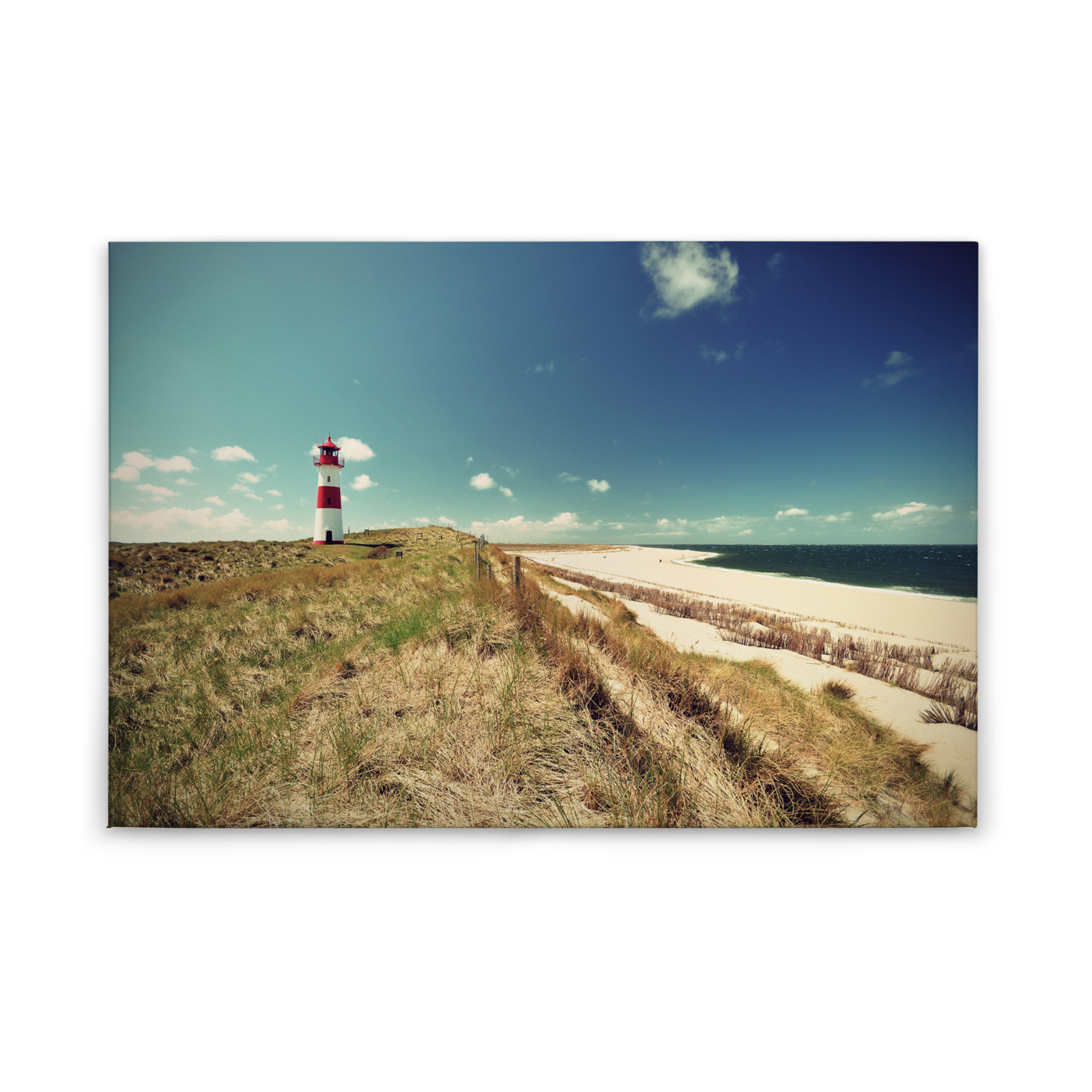 Leinwandbild LEUCHTTURM - blau-grün - 90x60 cm