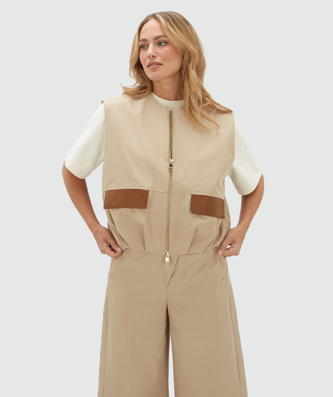 JV-PACEY oversized gilet - beige