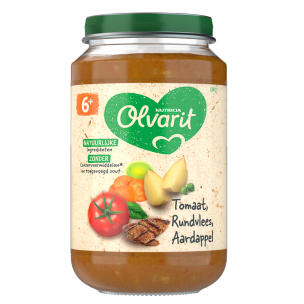 6x Olvarit Maaltijd 6m Tomaat Rundvlees Aardappel Wortel200 gr