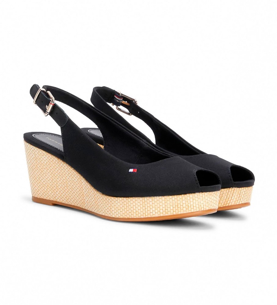 Sandálias Tommy Hilfiger Iconic sem calcanhar, pretas