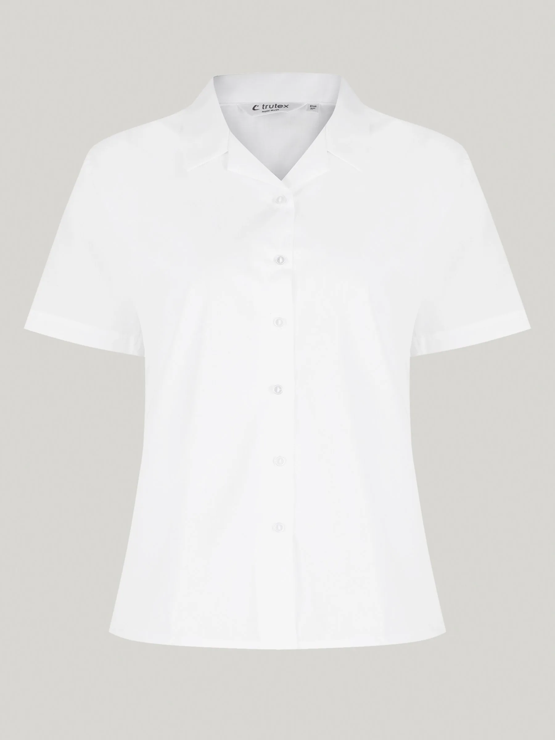 Trutex White Cuban Collar Regular Fit Short Sleeve 2 Pack School Shirts