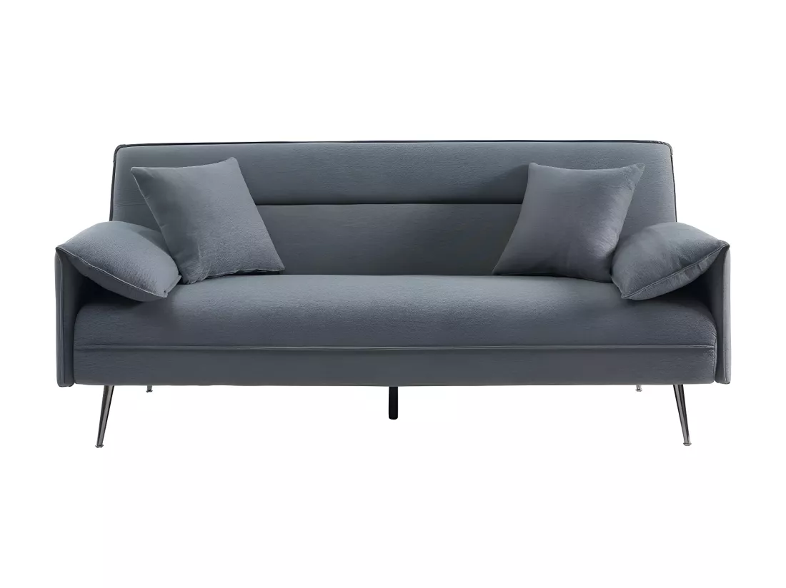 Canapé convertible en tissu noir – Collection LYLIA, dimensions 196x78x84 cm